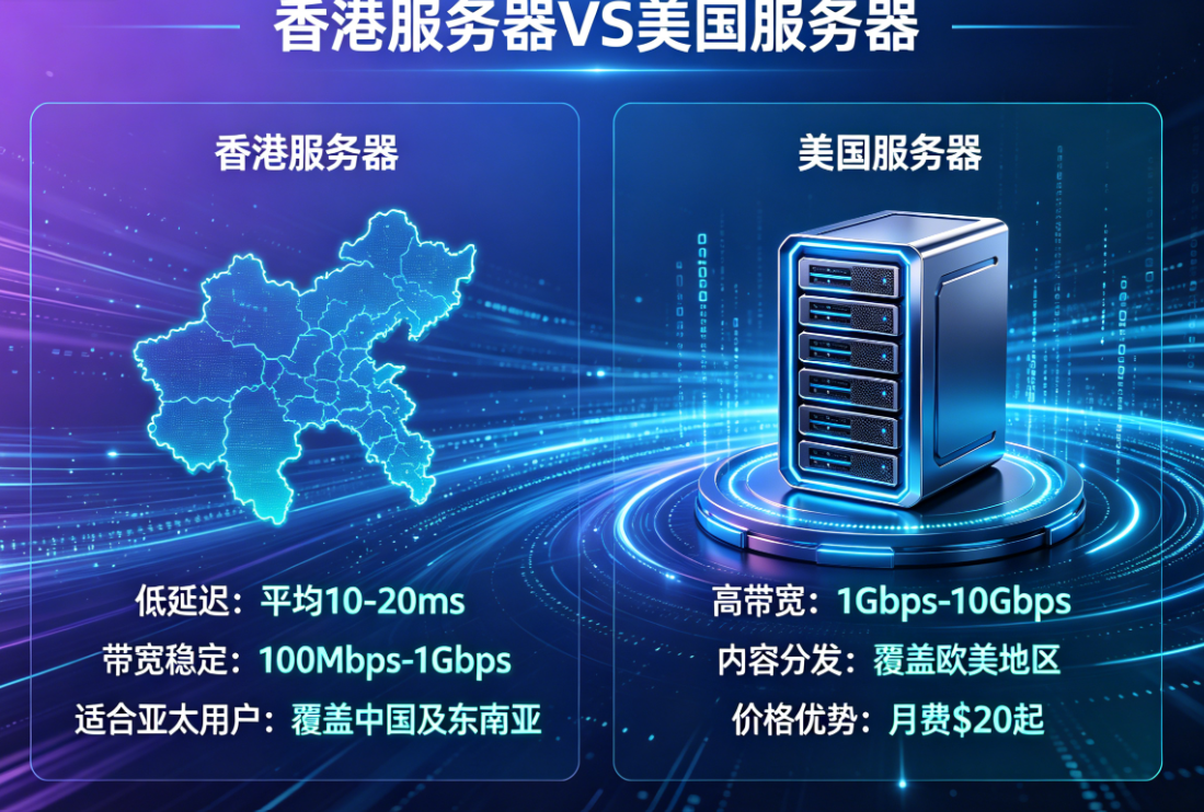  香港服务器 vs 美国服务器：如何为你的业务做出最佳选择
